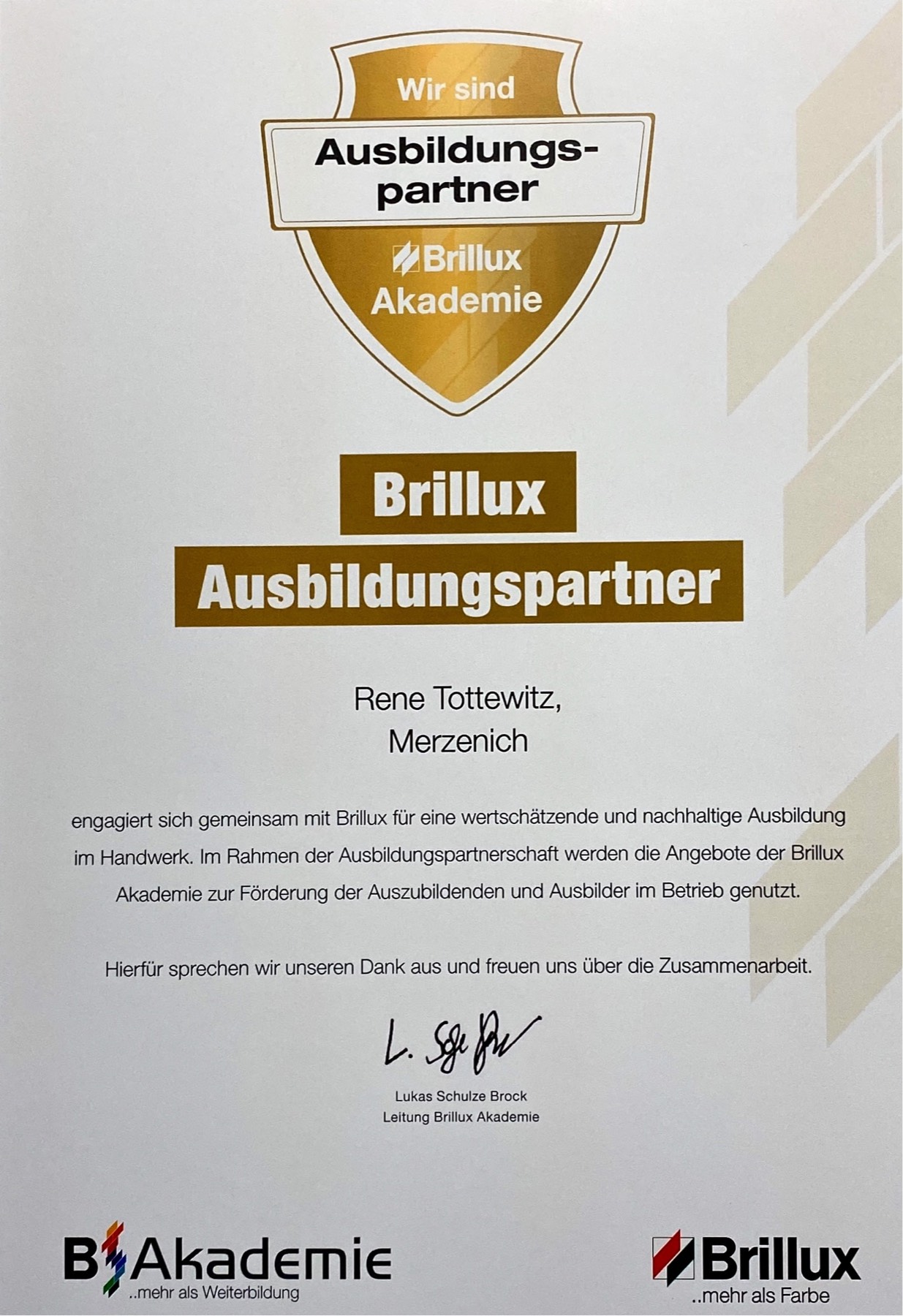 Ausbildung im Malerbetrieb René Tottewitz